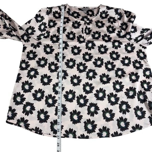 Ted Baker Women XL Floral Print Long Sleeve V Neck Blouse Shirt Tunic Top Dressy - Picture 8 of 8